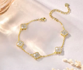 Anziw 14K Gold Filled Moissanite Clover Flower Bracelet