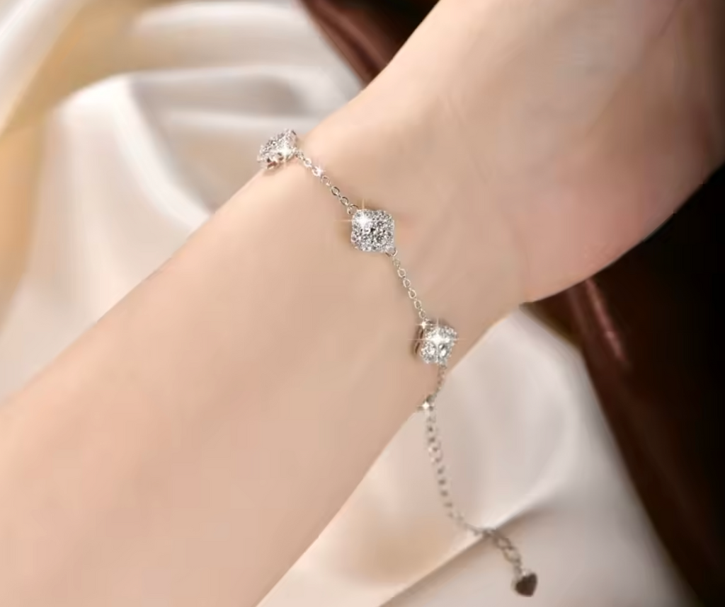 Anziw 14K Gold Filled Moissanite Clover Flower Bracelet