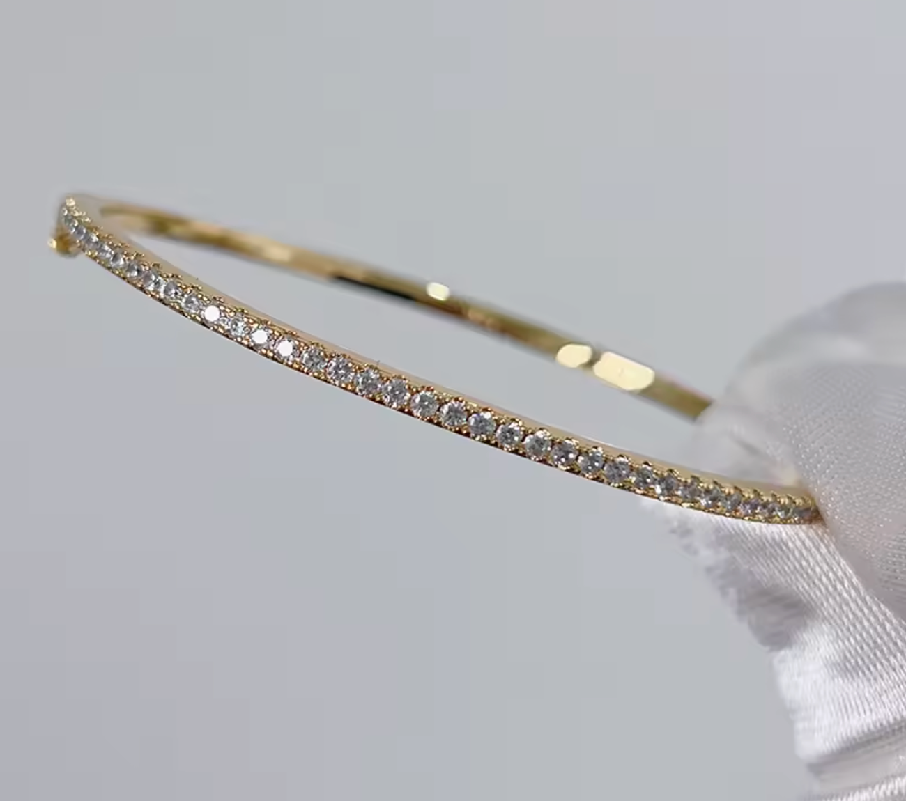 925 Sterling Silver & Gold Moveable Diamond Bangle