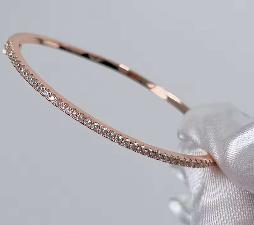 925 Sterling Silver & Gold Moveable Diamond Bangle