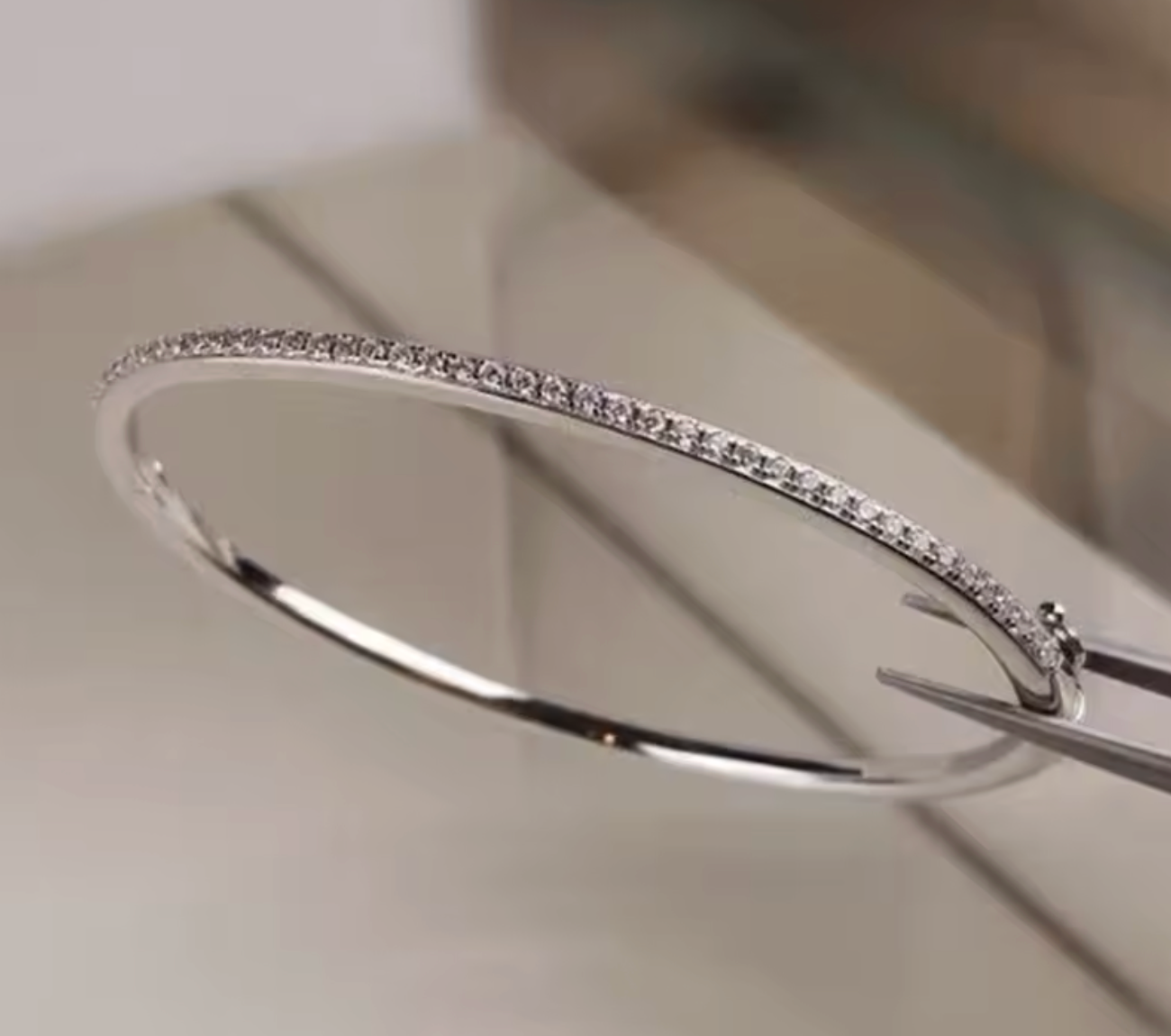 925 Sterling Silver & Gold Moveable Diamond Bangle