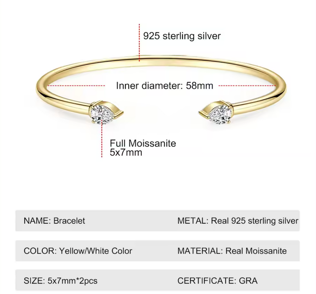 Sweetrain Pear Cut Moissanite Bangle