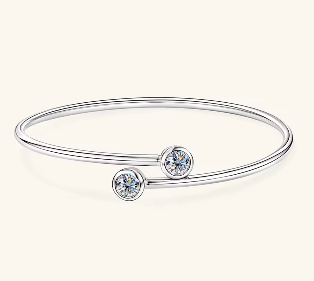 Sterling Silver Bezel-Set Diamond Bracelet for Women