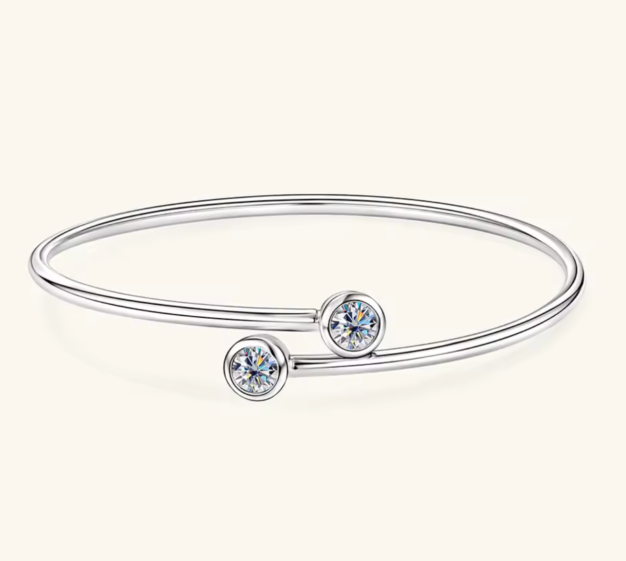 Sterling Silver Bezel-Set Diamond Bracelet for Women
