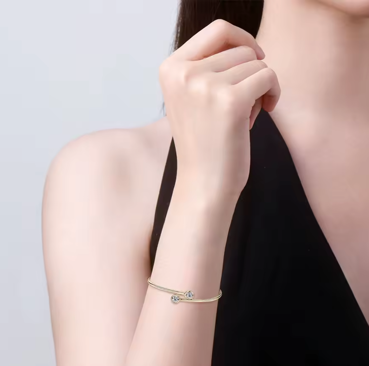 Sterling Silver Bezel-Set Diamond Bracelet for Women