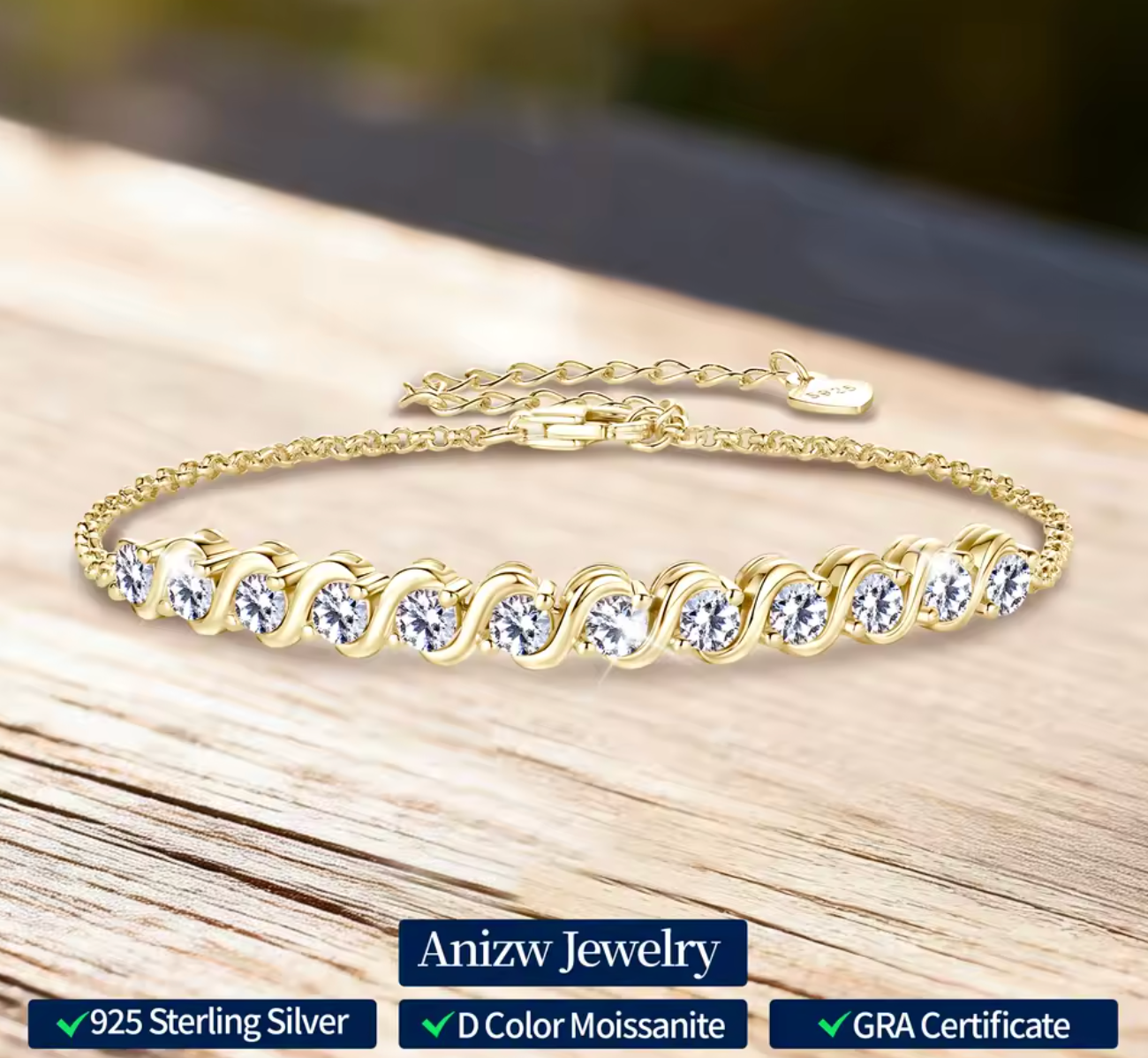Moissanite Infinity Bracelet for Women