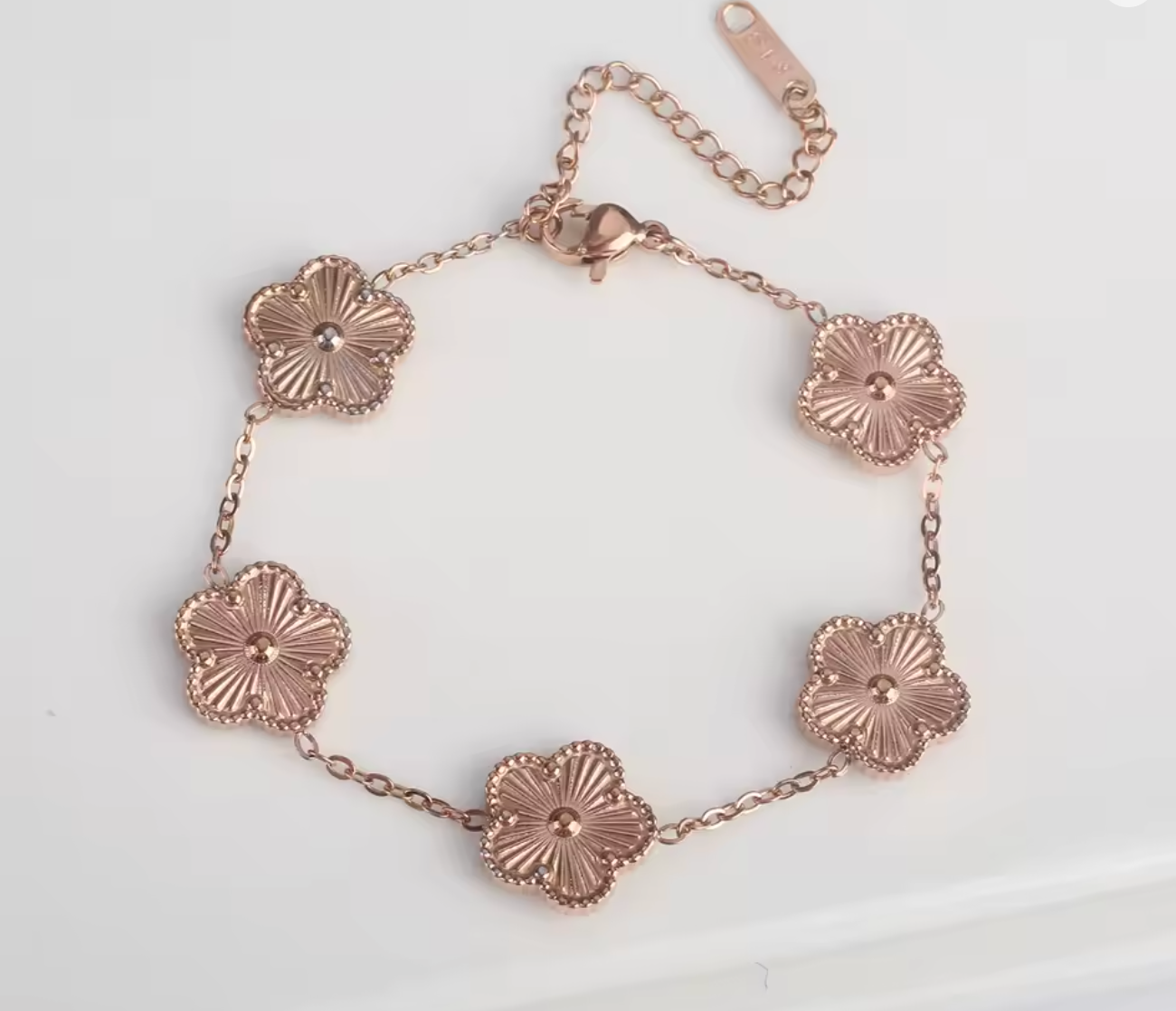Classic Luxury Stainless Steel Five Flower Bracelet