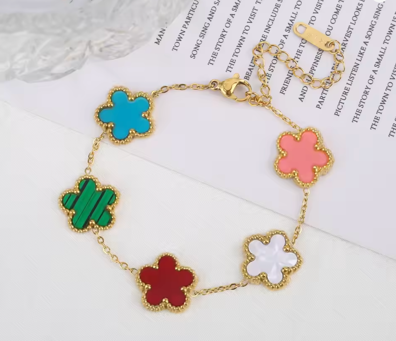 Classic Luxury Stainless Steel Five Flower Bracelet