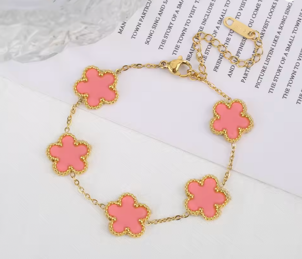 Classic Luxury Stainless Steel Five Flower Bracelet