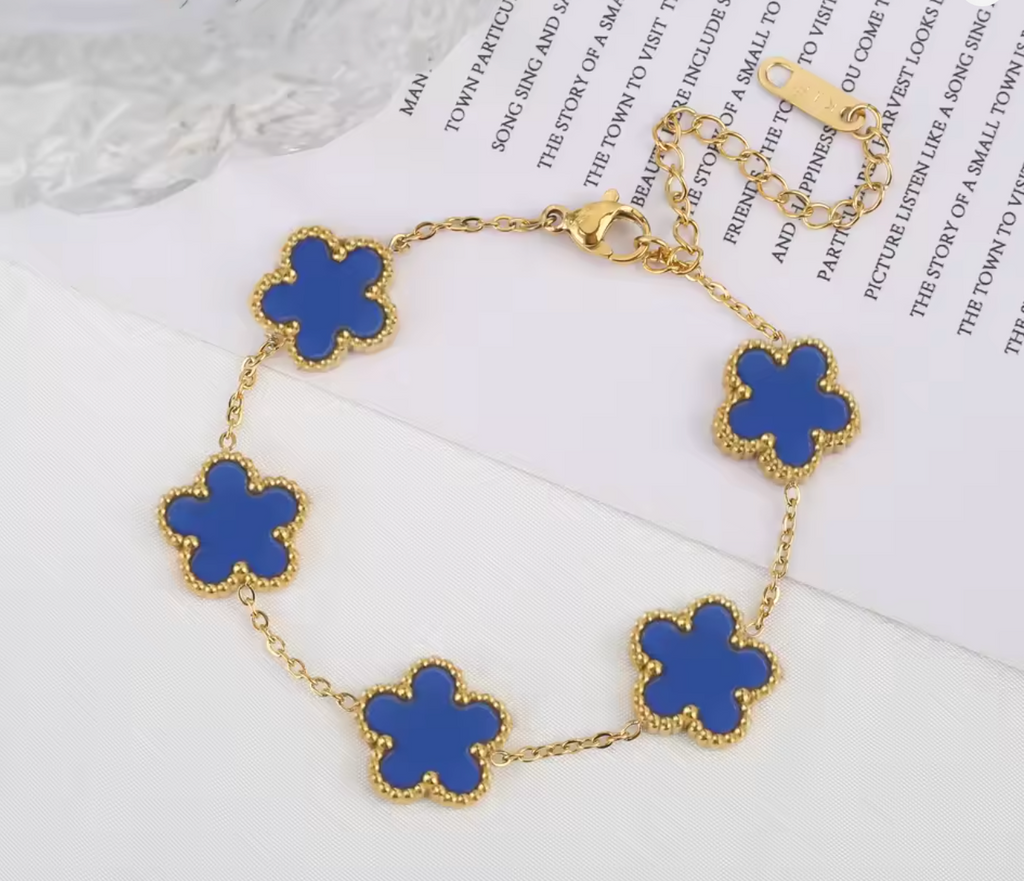 Classic Luxury Stainless Steel Five Flower Bracelet