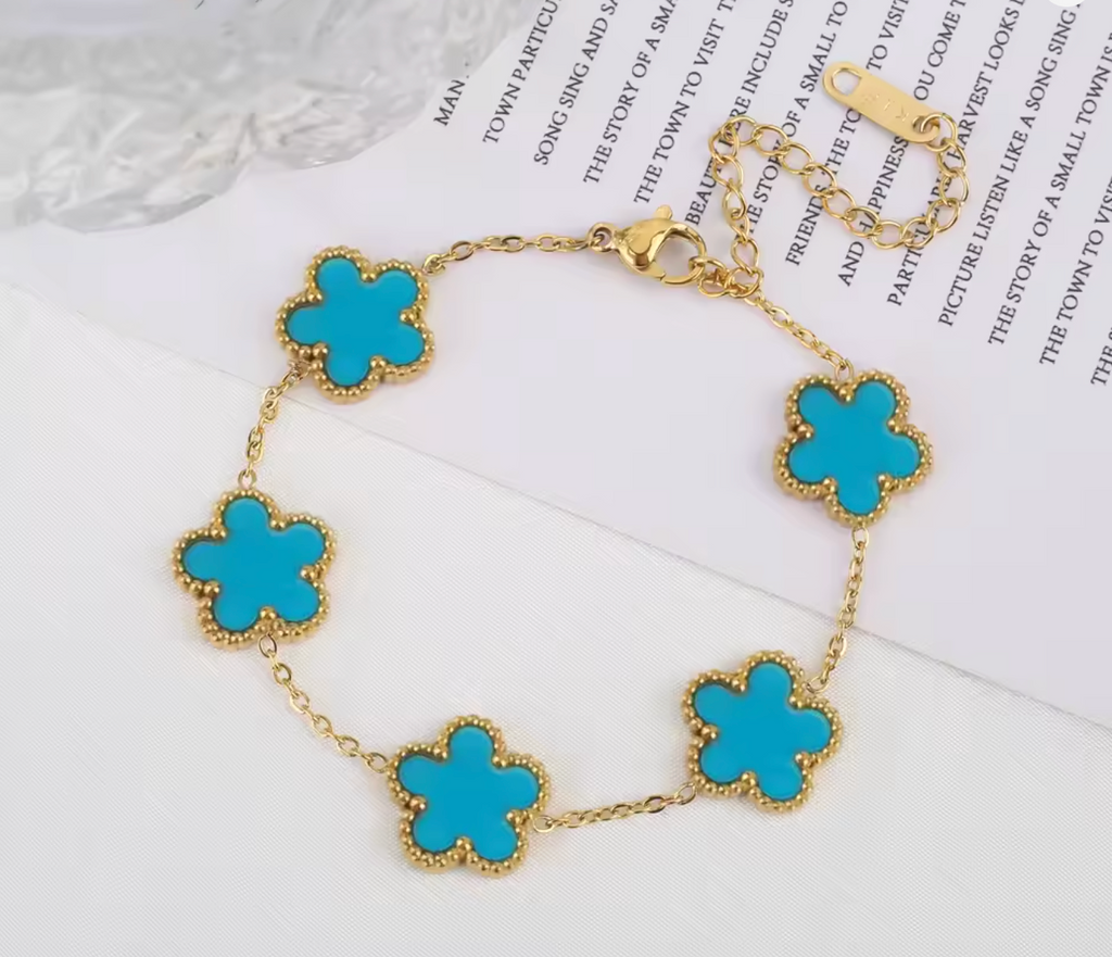 Classic Luxury Stainless Steel Five Flower Bracelet