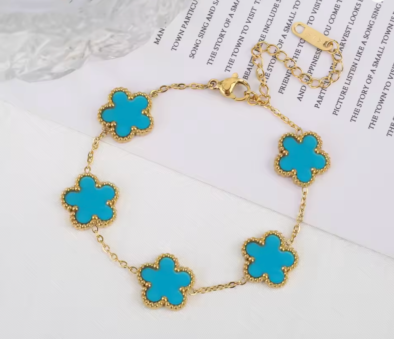 Classic Luxury Stainless Steel Five Flower Bracelet