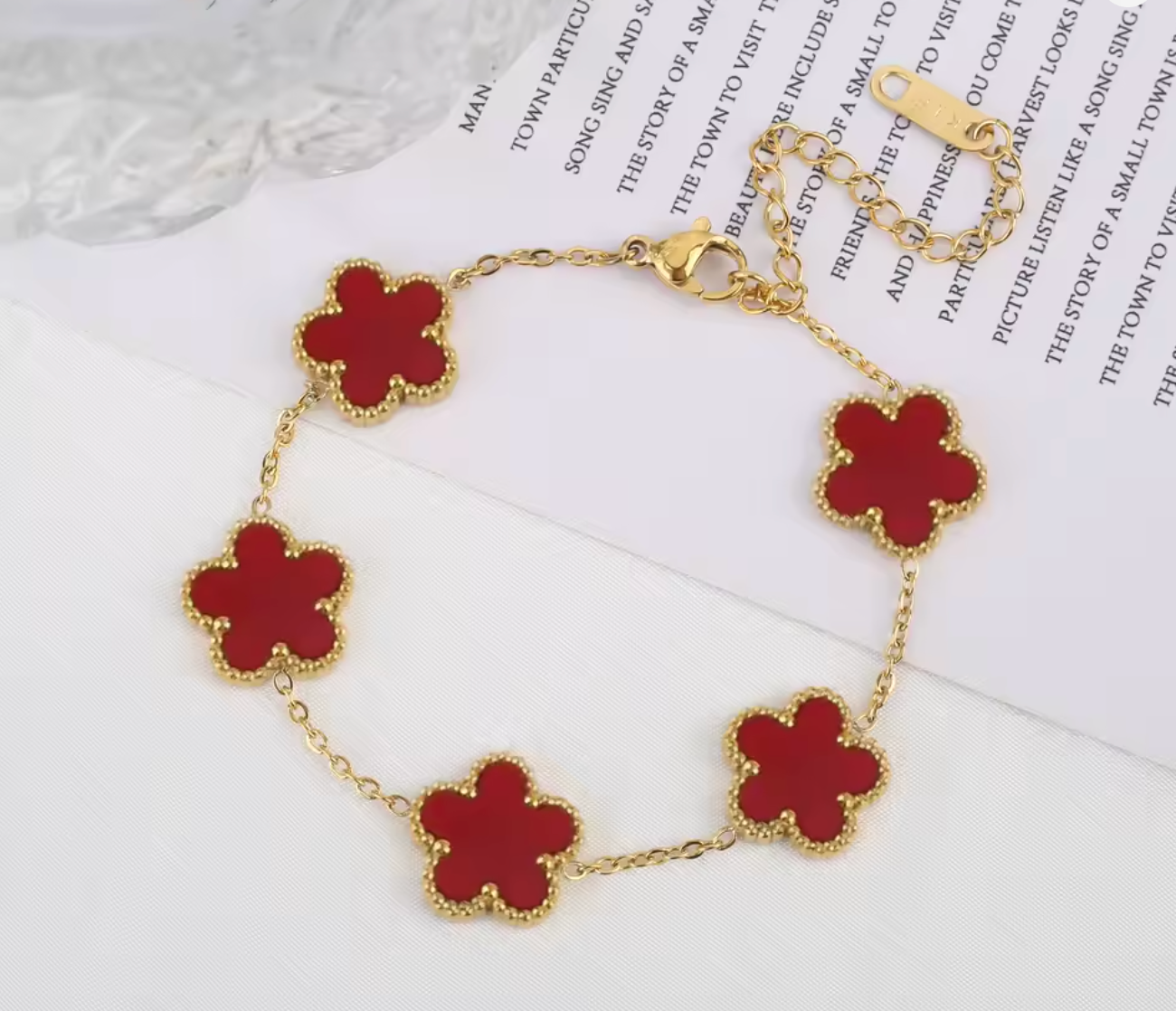 Classic Luxury Stainless Steel Five Flower Bracelet