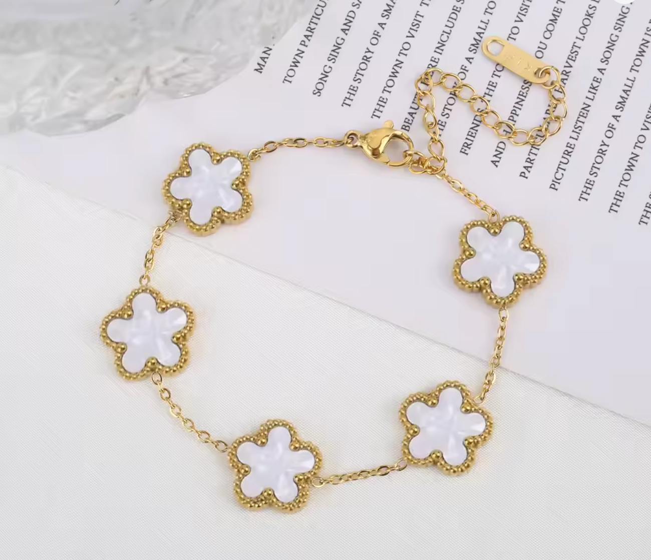 Classic Luxury Stainless Steel Five Flower Bracelet