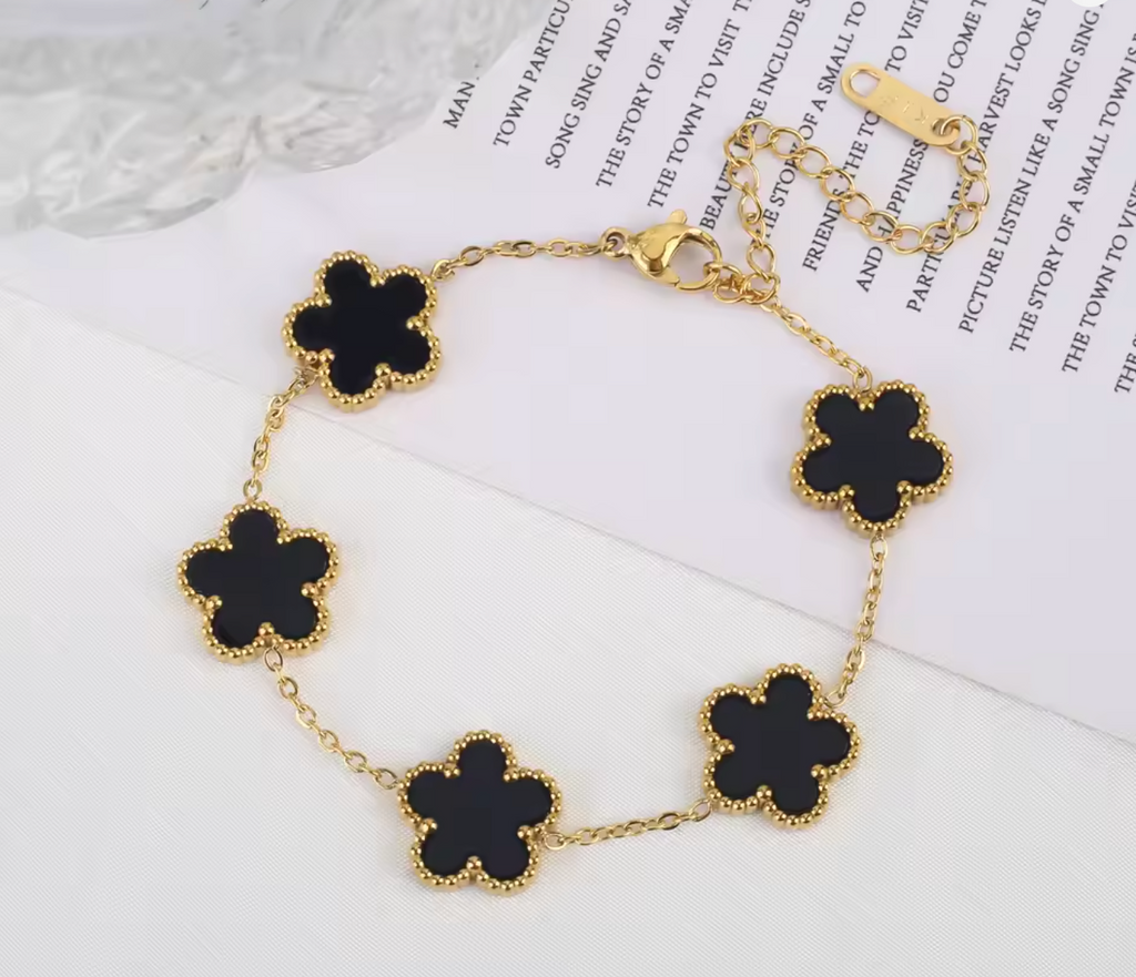 Classic Luxury Stainless Steel Five Flower Bracelet