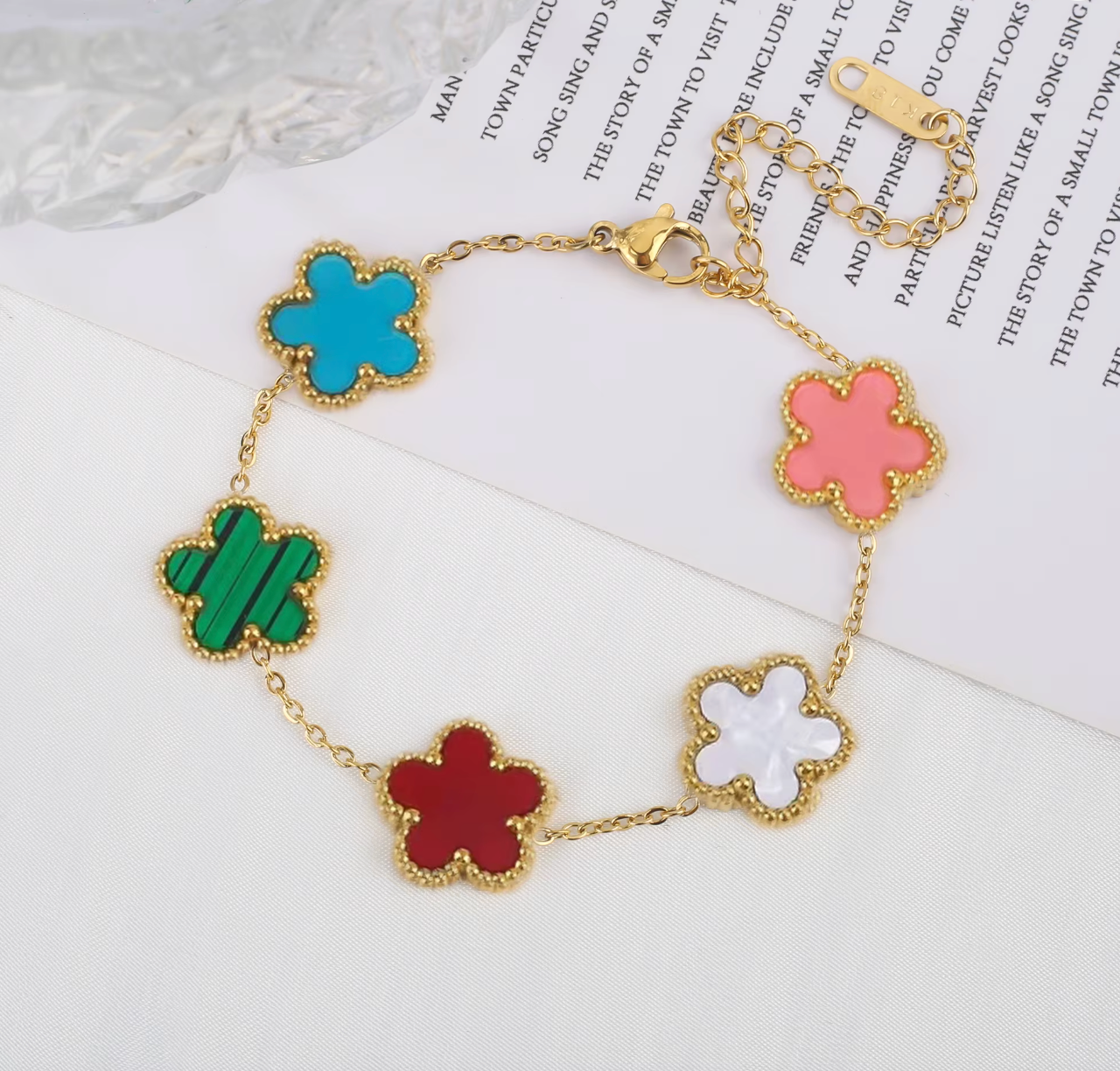 Classic Luxury Stainless Steel Five Flower Bracelet