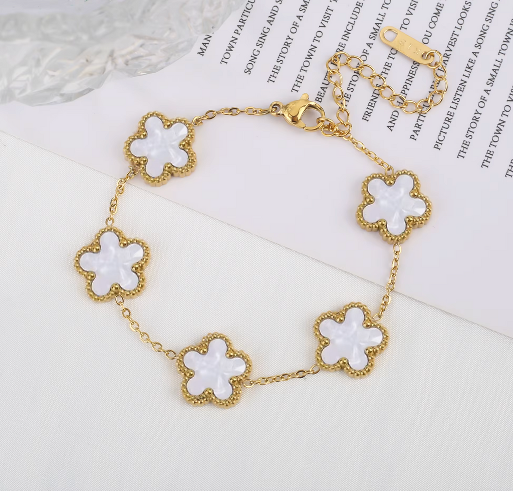 Classic Luxury Stainless Steel Five Flower Bracelet