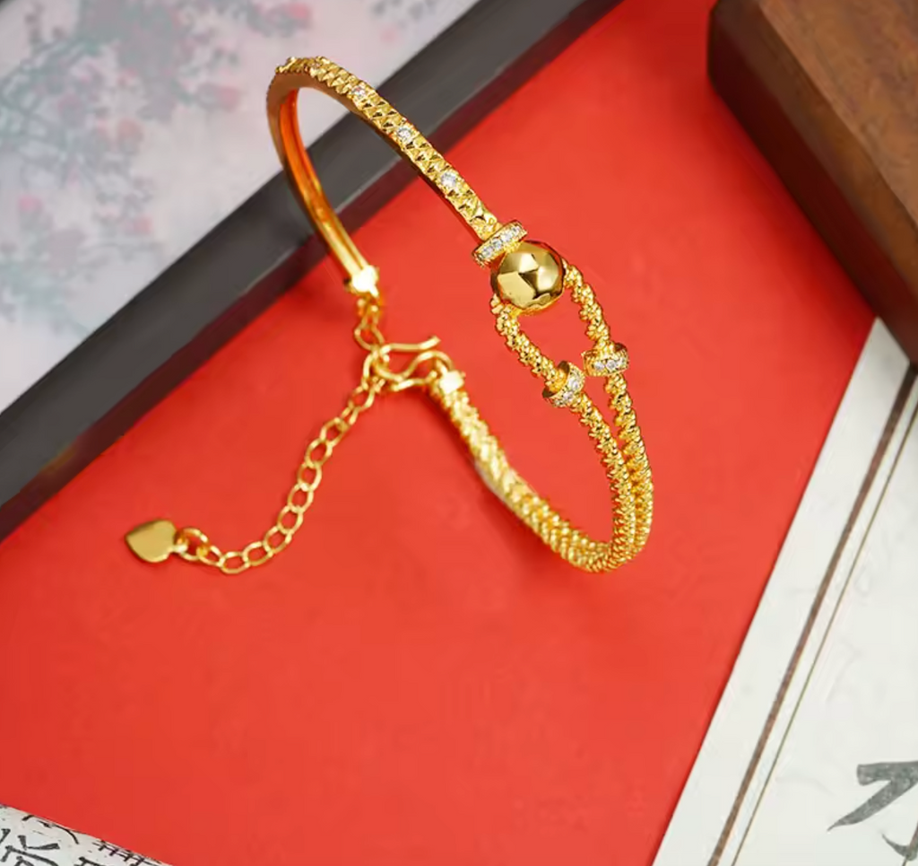 24K Gold Light Luxury Diamond Inlay for Women