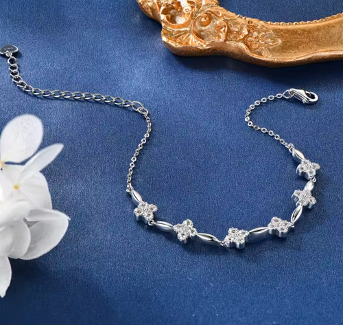18K Gold Plated Flower Bracelet for Women