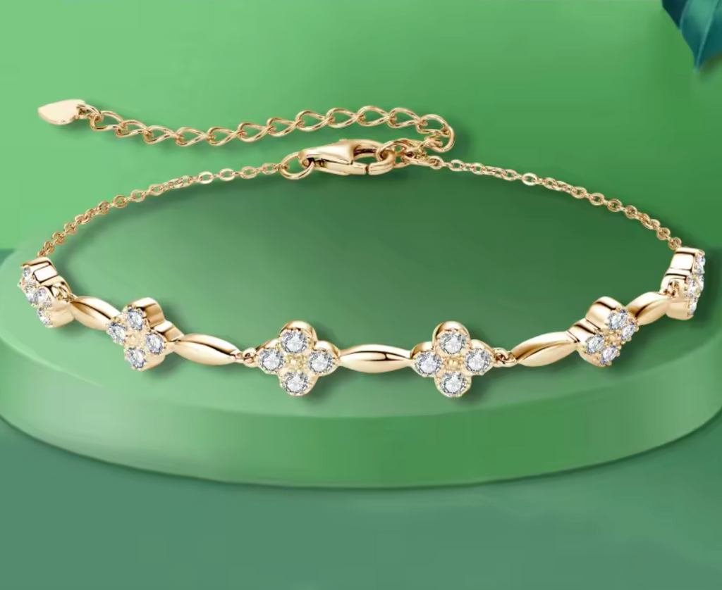 18K Gold Plated Flower Bracelet for Women