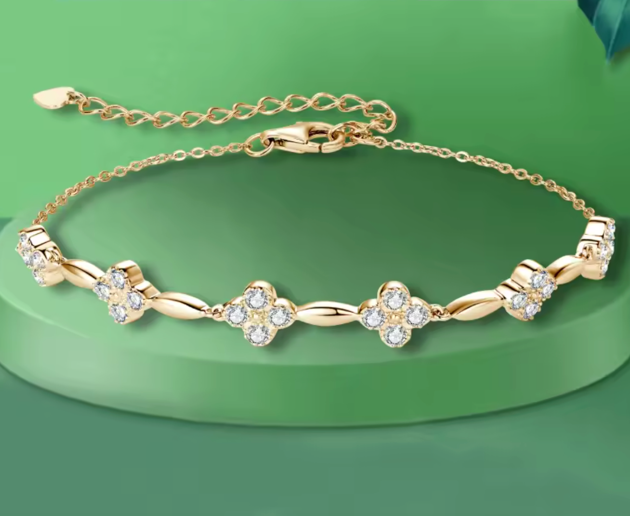 18K Gold Plated Flower Bracelet for Women