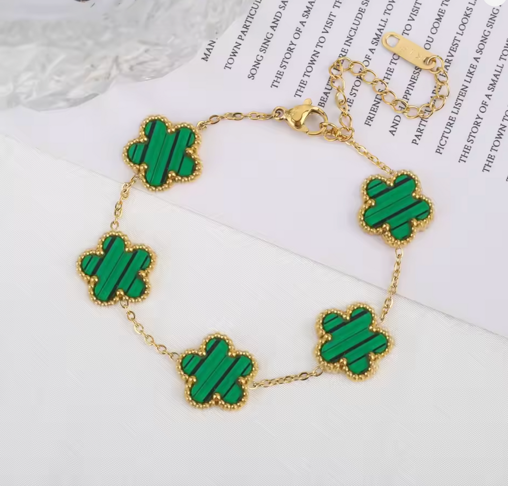 Classic Luxury Stainless Steel Five Flower Bracelet