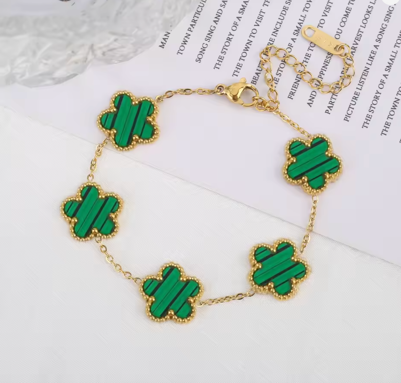 Classic Luxury Stainless Steel Five Flower Bracelet